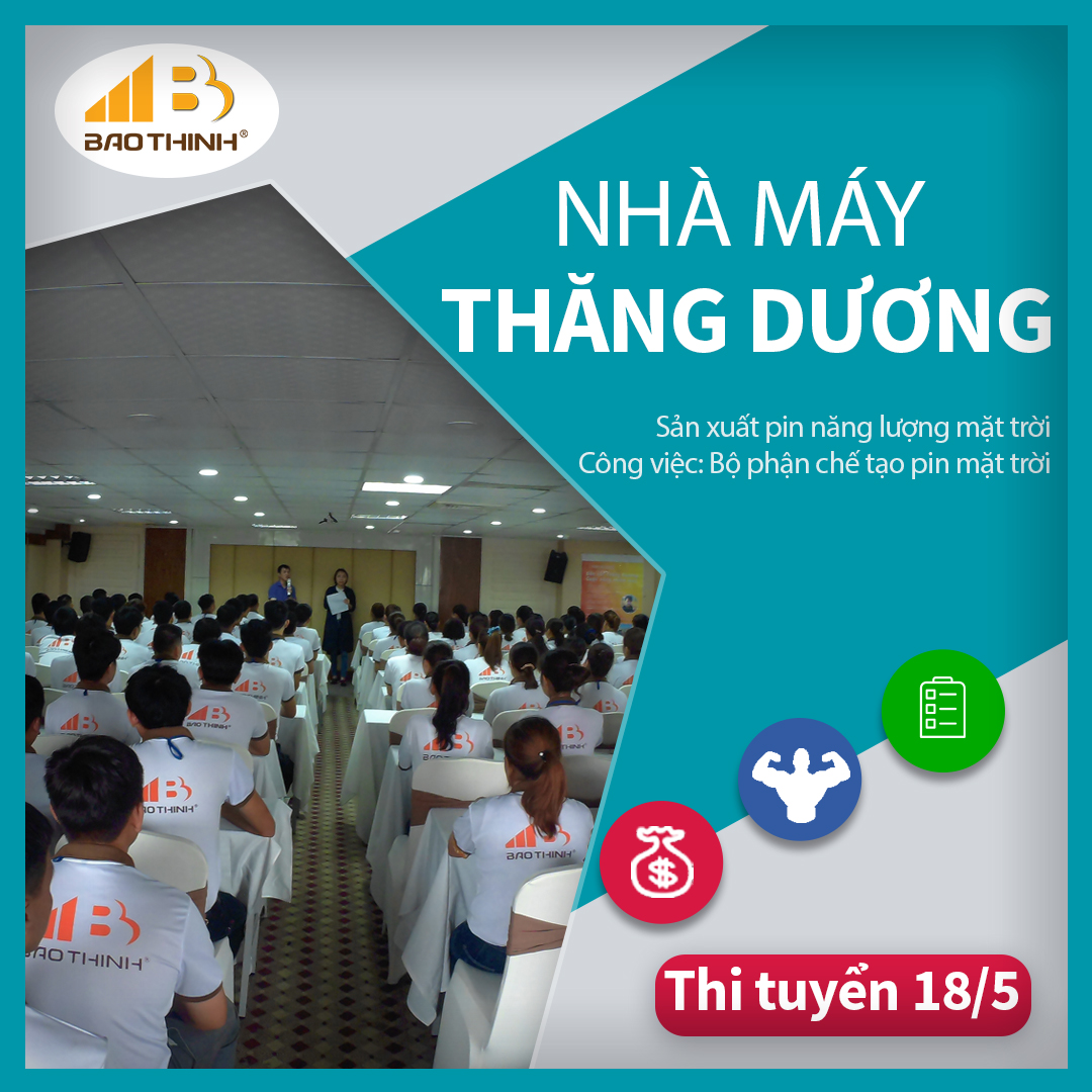Tuyển 20 Nữ 36 Nam Sx pin mặt trời